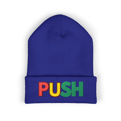 PUSH Embroidered Beanie – Classic Cuffed Winter Hat