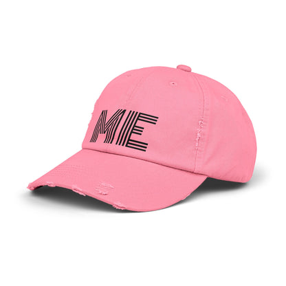 Unisex Distressed Cap – Minimalist “ME” Statement Hat