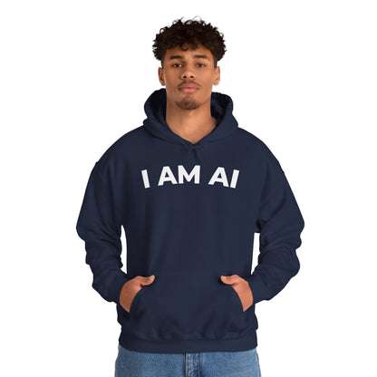 I AM AI Hoodie – Retro Robot Style, Unisex Heavy Blend Sweatshirt