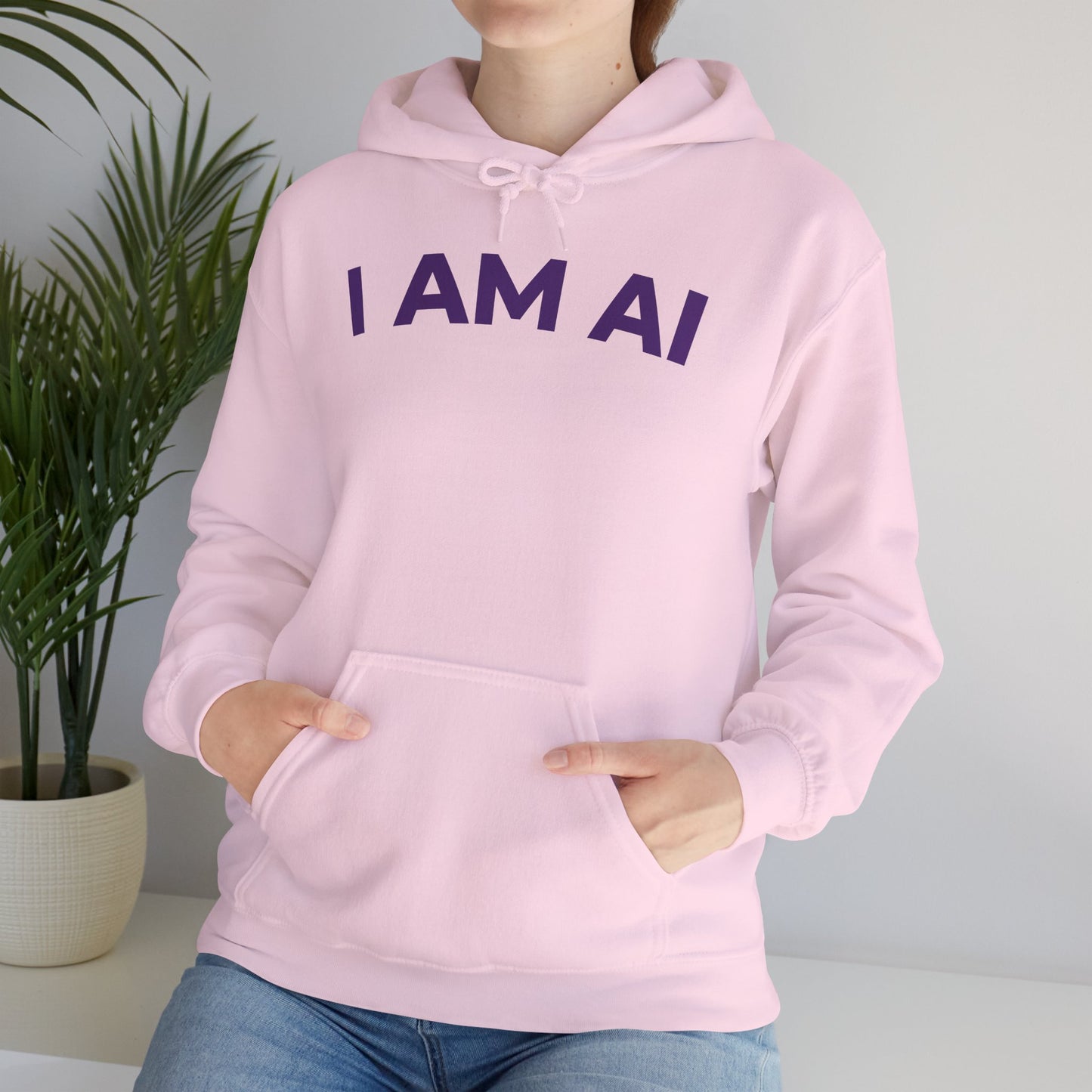 I AM AI Hoodie – Retro Robot Style, Unisex Heavy Blend Sweatshirt