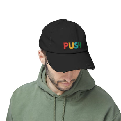 PUSH Unisex Distressed Cap – Adjustable Vintage Style