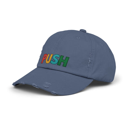 PUSH Unisex Distressed Cap – Adjustable Vintage Style