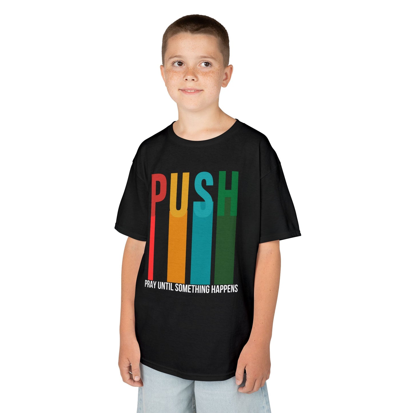 Kids PUSH Graphic Tee – Pray Until Something Happens Shirt