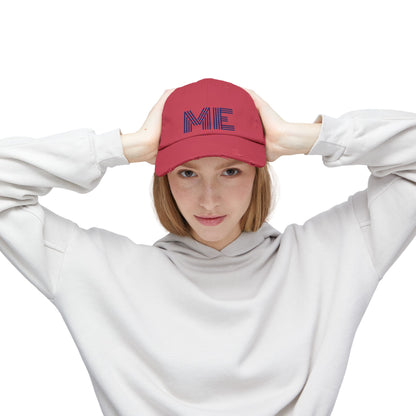 Unisex Distressed Cap – Minimalist “ME” Statement Hat