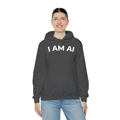 I AM AI Hoodie – Retro Robot Style, Unisex Heavy Blend Sweatshirt