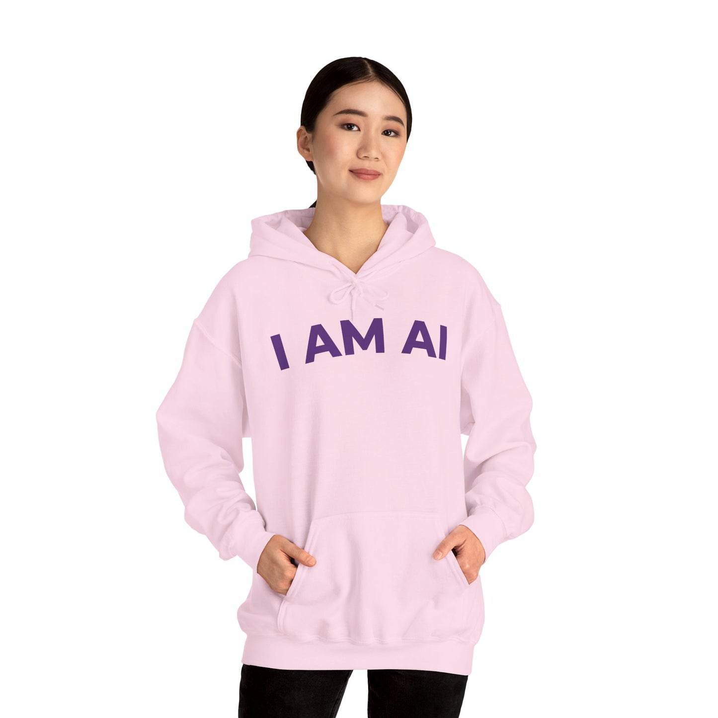 I AM AI Hoodie – Retro Robot Style, Unisex Heavy Blend Sweatshirt