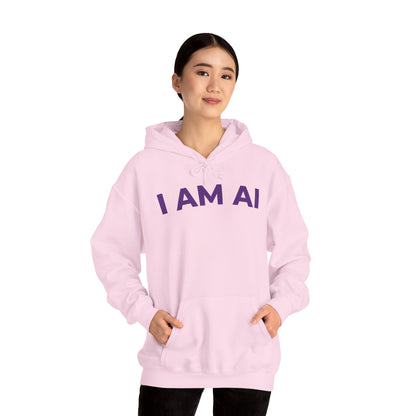 I AM AI Hoodie – Retro Robot Style, Unisex Heavy Blend Sweatshirt