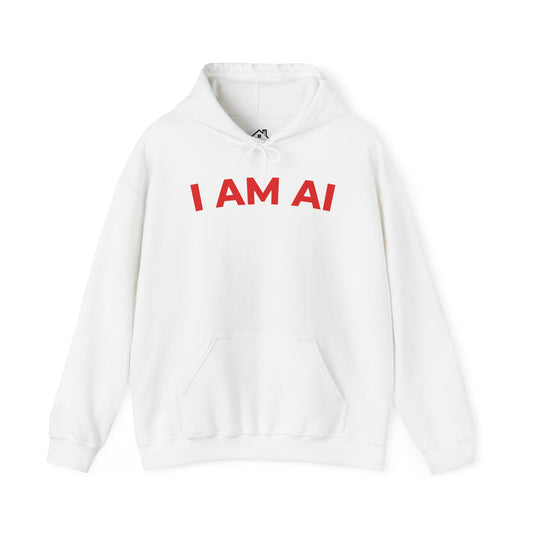 I AM AI Hoodie – Retro Robot Style, Unisex Heavy Blend Sweatshirt