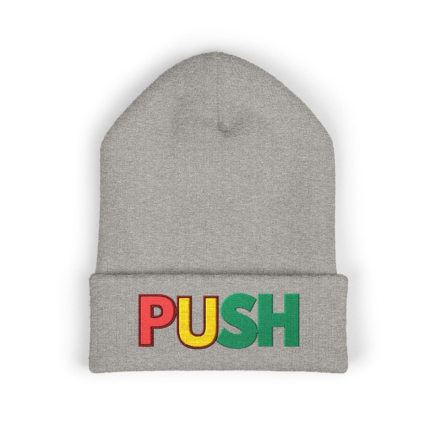 PUSH Embroidered Beanie – Classic Cuffed Winter Hat