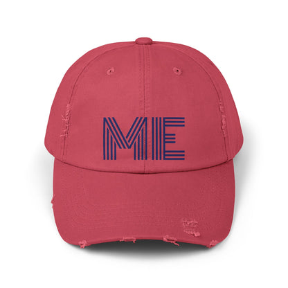 Unisex Distressed Cap – Minimalist “ME” Statement Hat