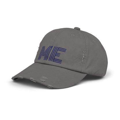Unisex Distressed Cap – Minimalist “ME” Statement Hat